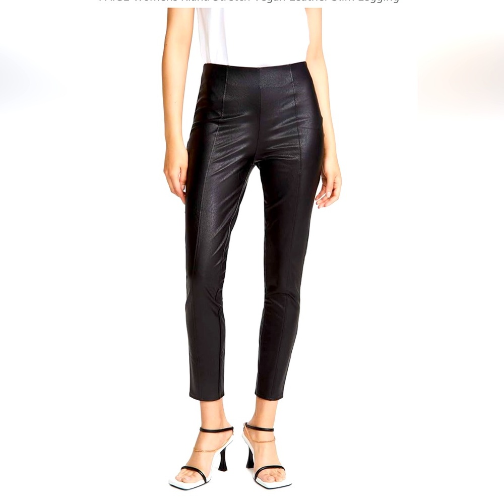 NWT PAIGE Women’s Black Kiana Stretch Vegan Leather Slim Legging, Size Large
